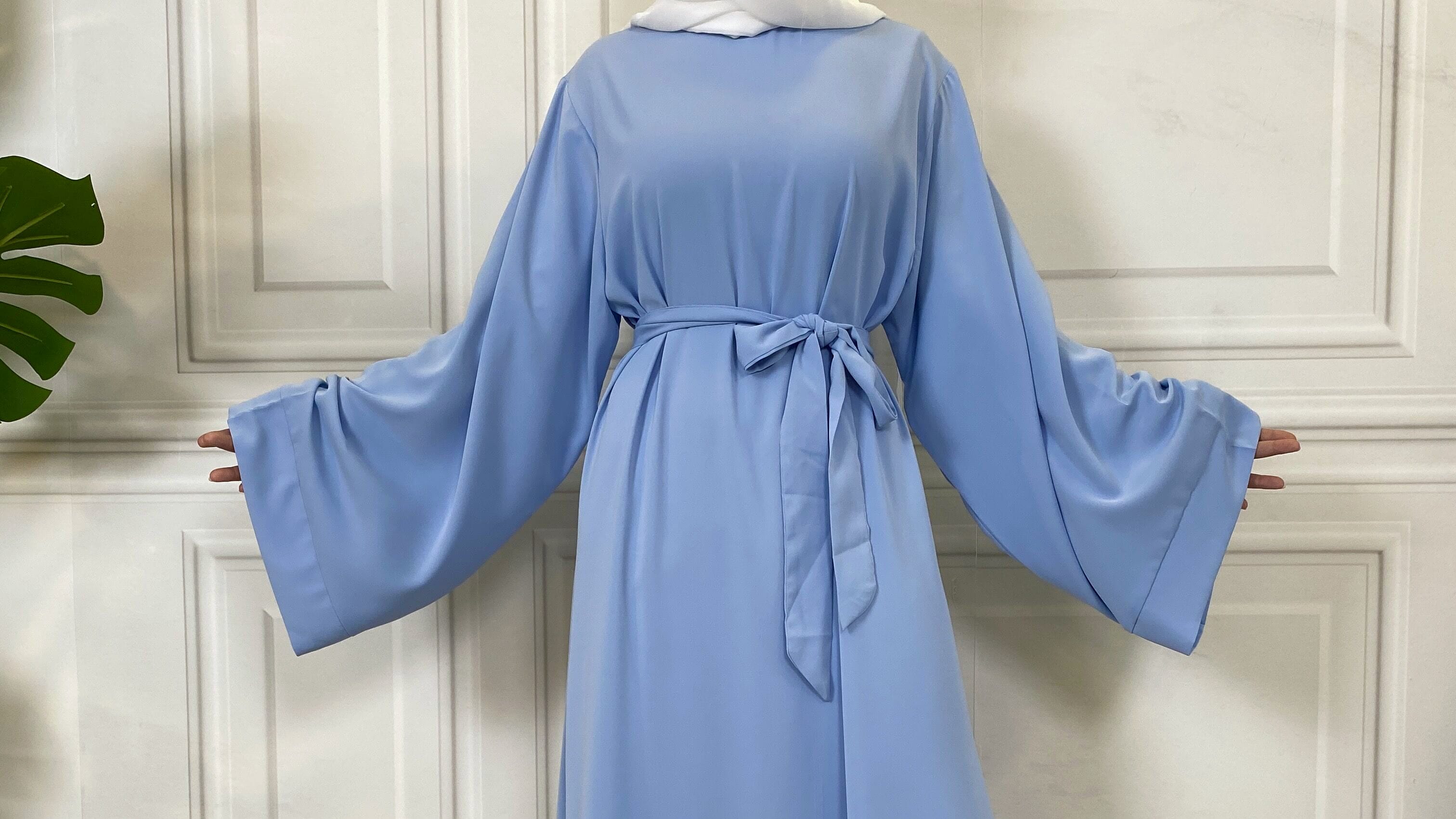 Sky Blue Khatijah Closed Abayas Fabrics Fajr Noor Australia