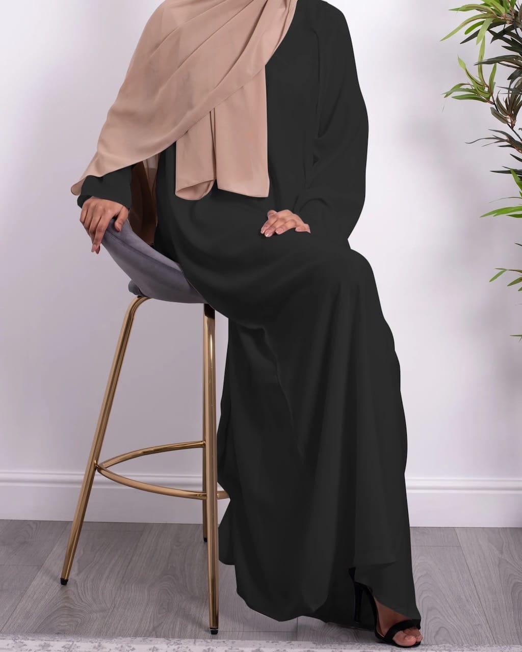 slip dress black fajr noor Australia modest open abaya dresses