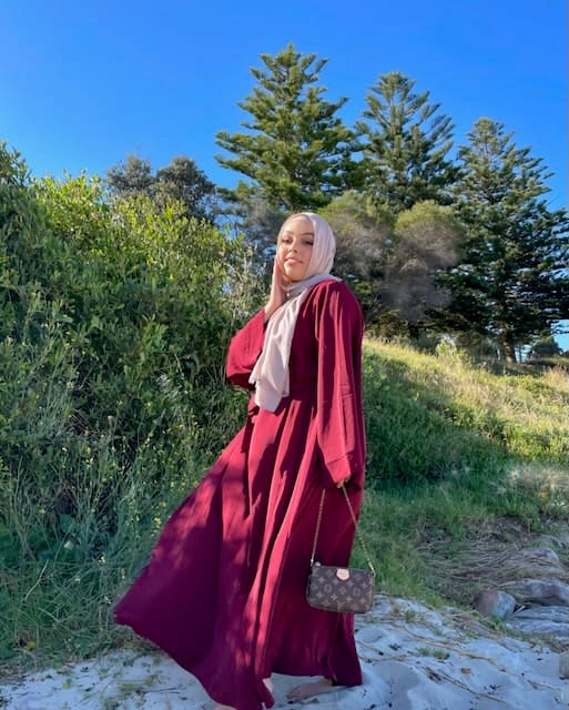 Khatijah Abaya - Maroon - Closed Abaya - Fajr Noor