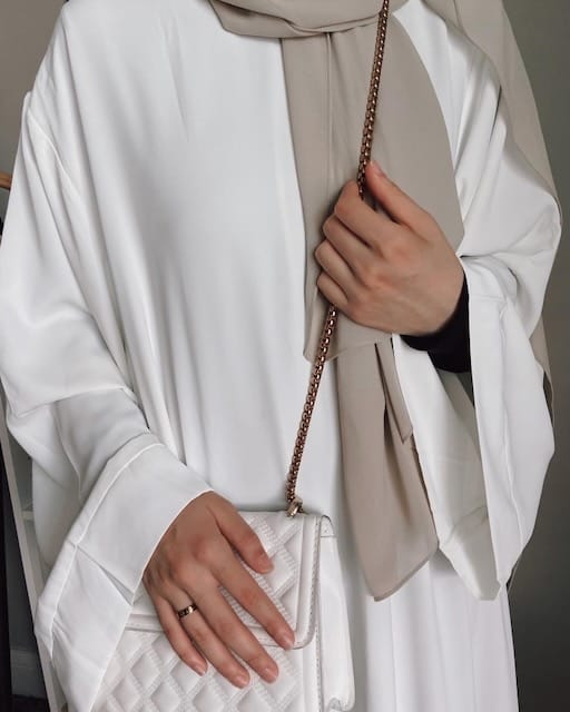 Khatijah Abaya - White - Closed Abaya - Fajr Noor