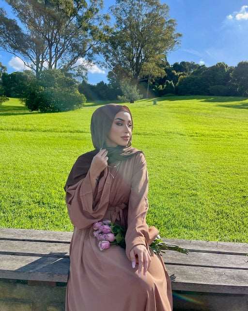 Khatijah Abaya - Brown Closed Abaya Fajr Noor