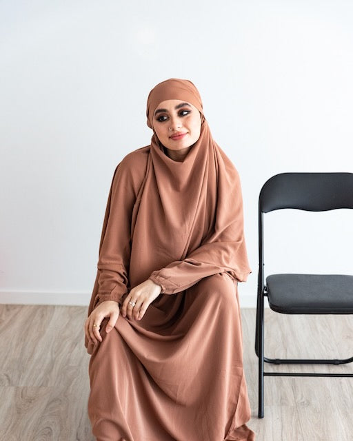 One Piece Prayer Jilbab - Brown