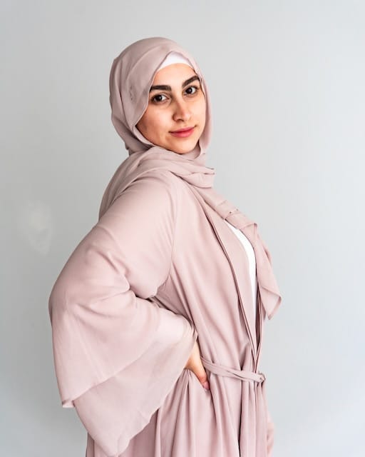 Aisha Abaya + Hijab - Nude - Open Abaya - Fajr Noor