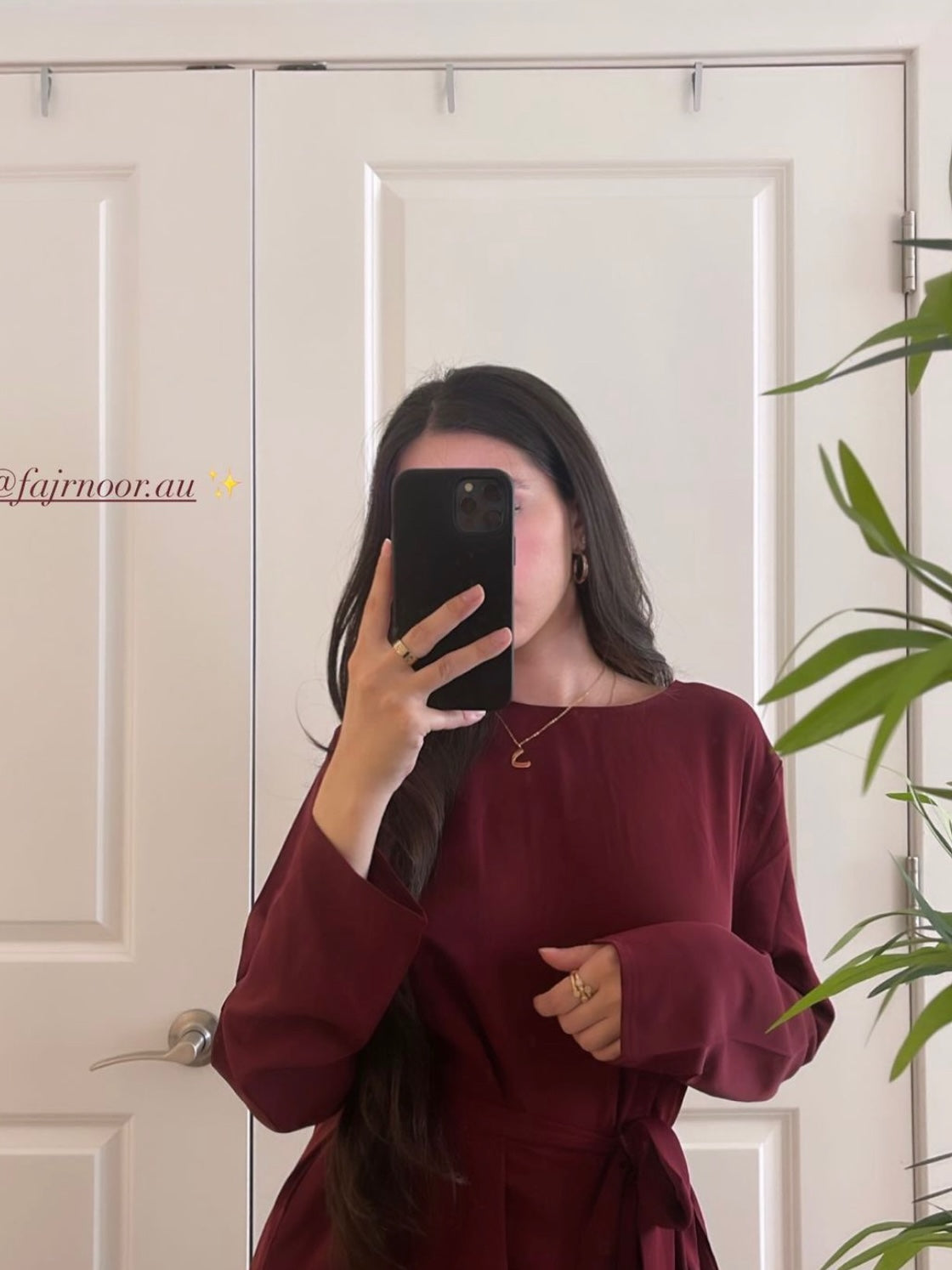Essential Abaya with Pockets - Maroon Essential Abaya Fajr Noor