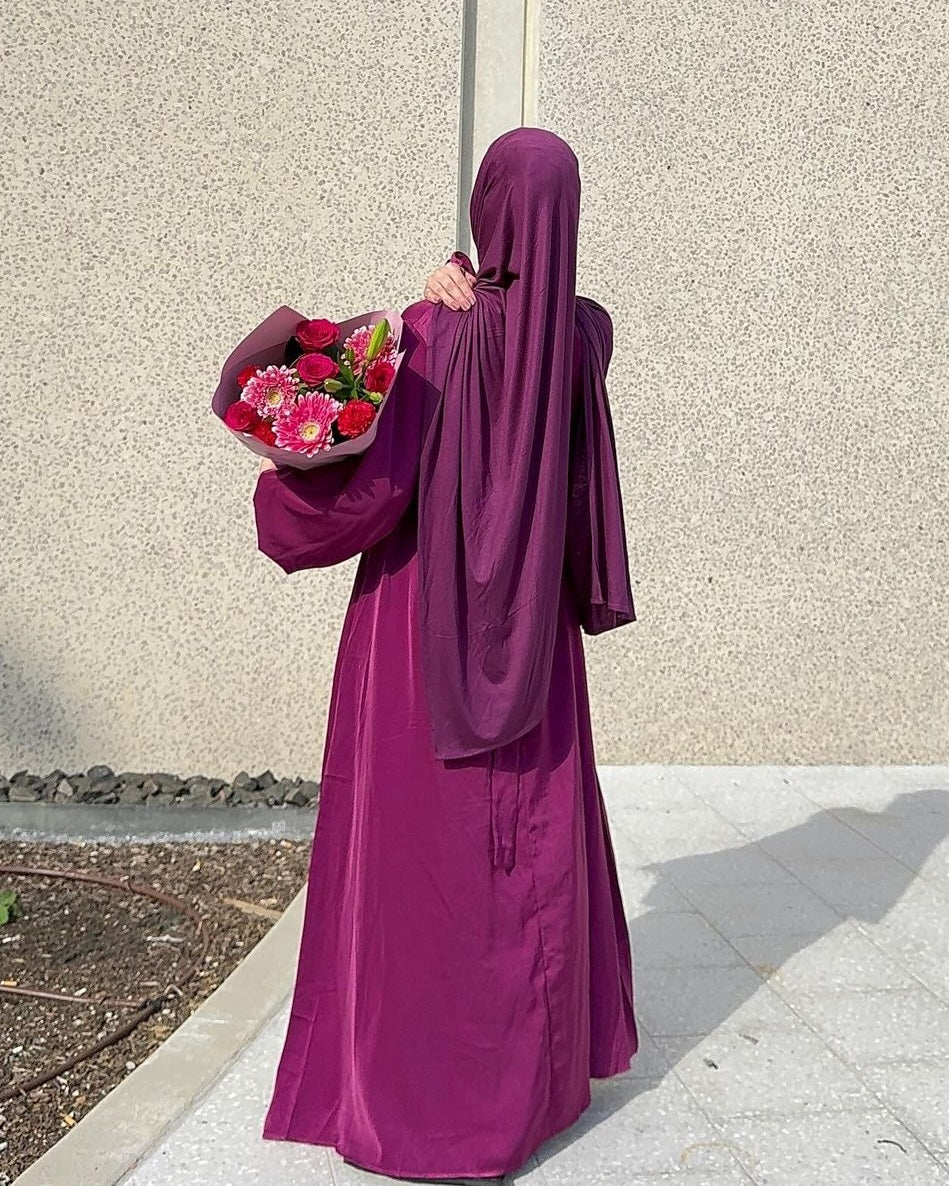 Jannah Abaya - Plum Satin Abaya Fajr Noor