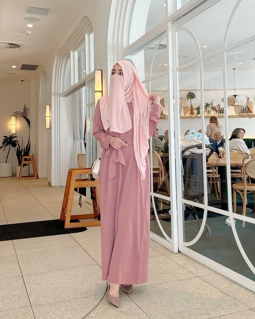 Essential Abaya with Pockets - Pink Essential Abaya Fajr Noor