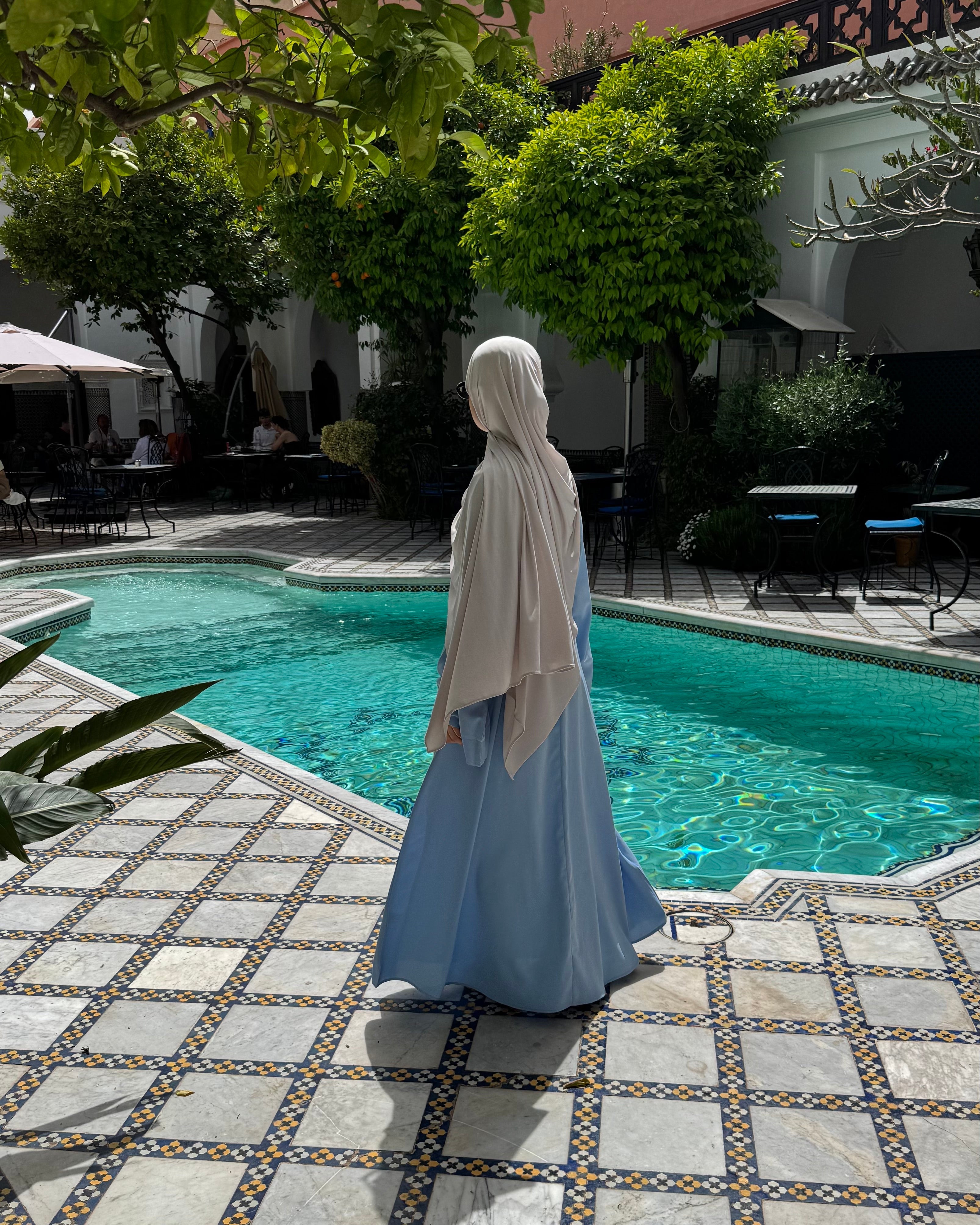 Sky Blue abaya in Morroco