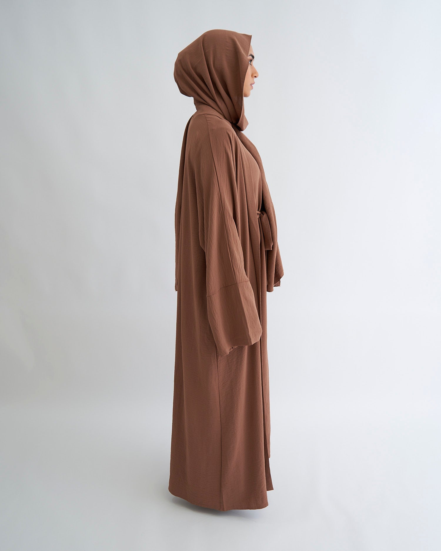 3PC Crinkle Abaya - Coffee