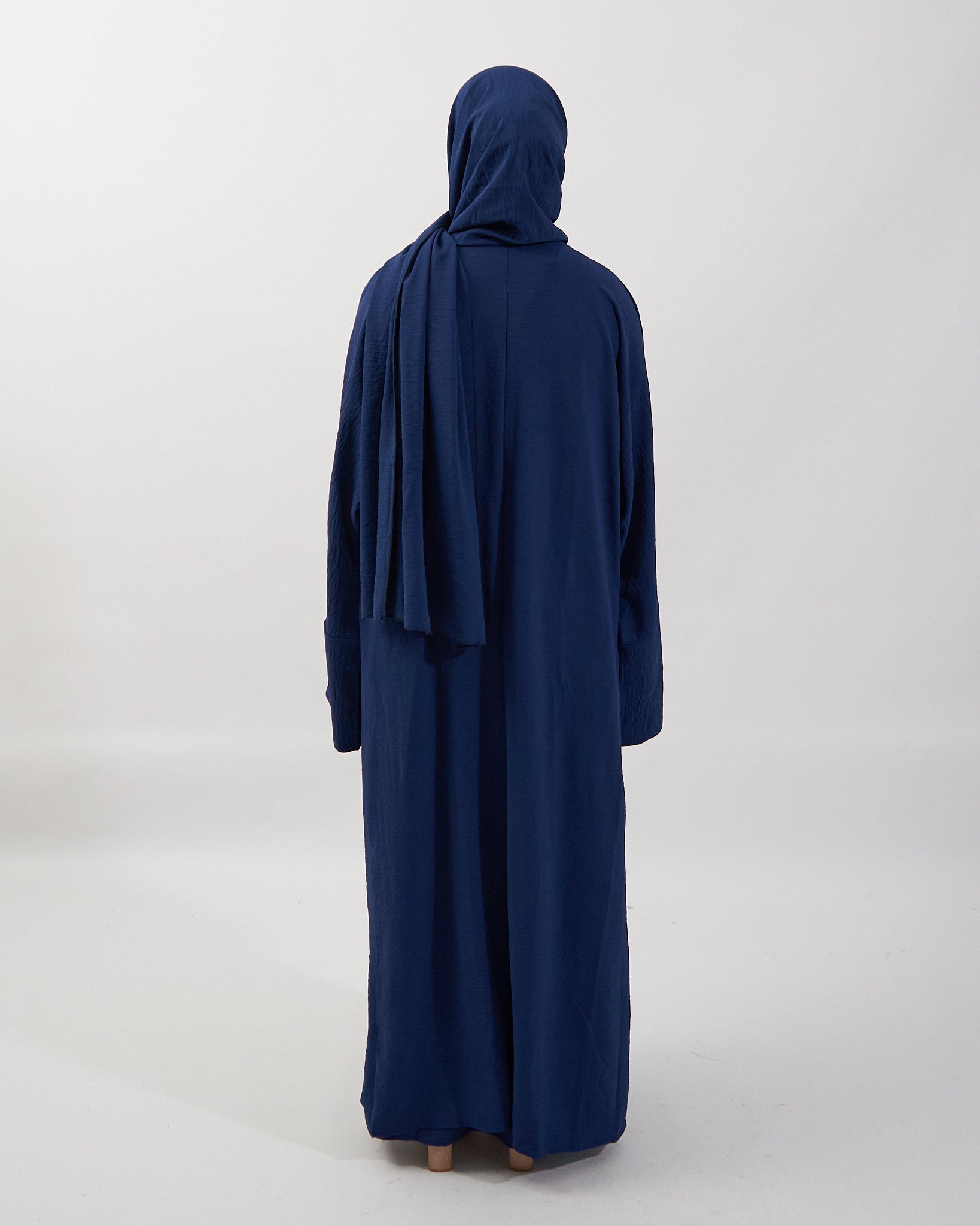 3PC Crinkle Abaya Set - Navy Open Abaya Fajr Noor