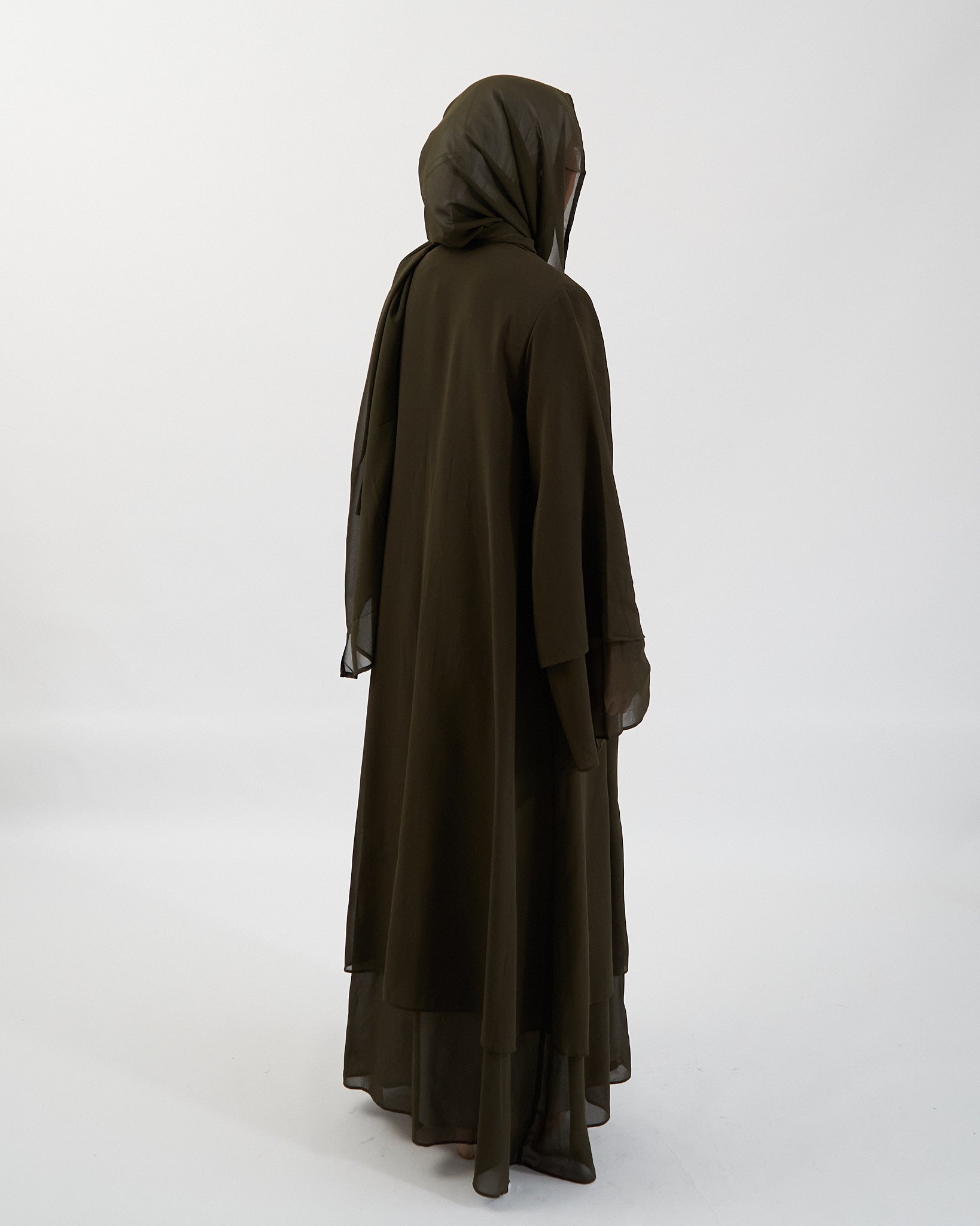 Aisha Abaya with Hijab - Khaki Open Abaya Fajr Noor