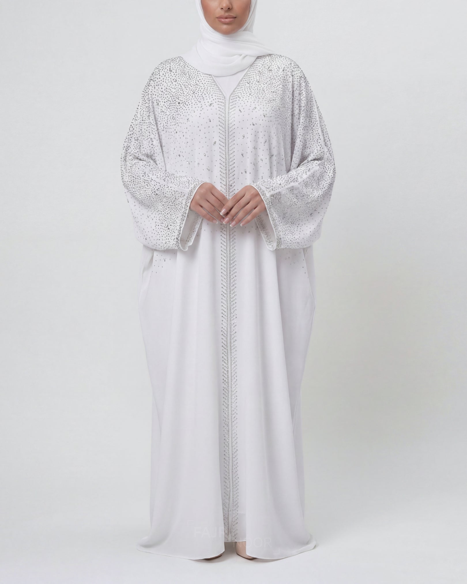 Amina Butterfly Abaya - White