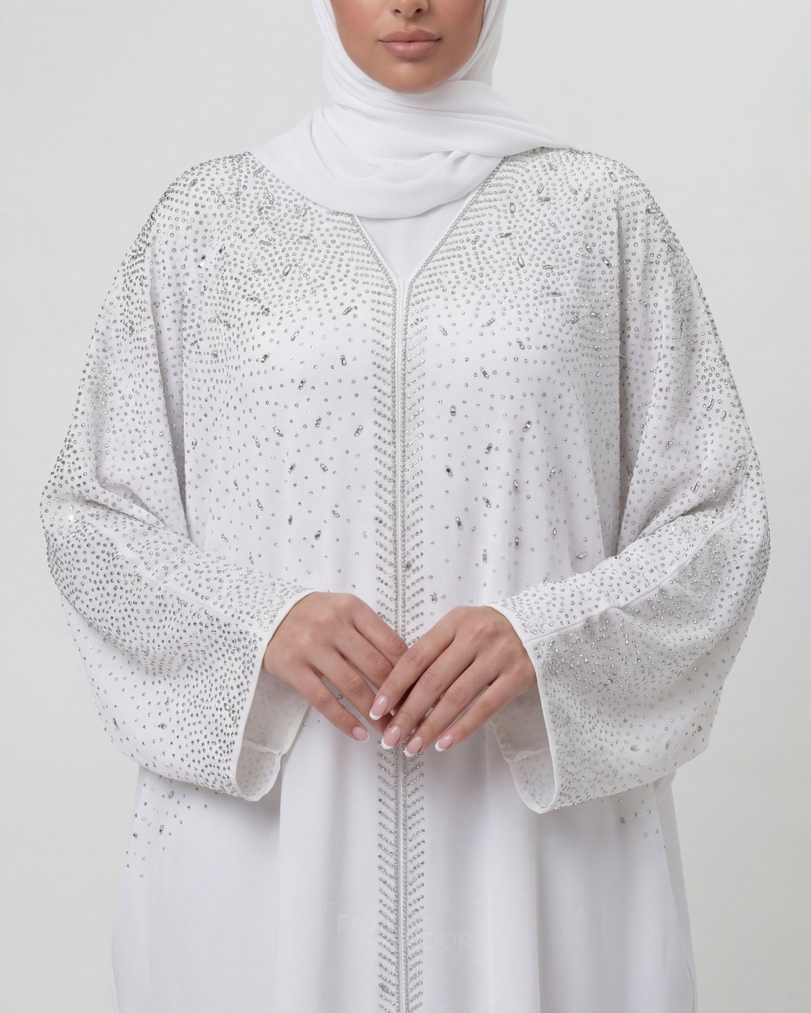 Amina Butterfly Abaya - White