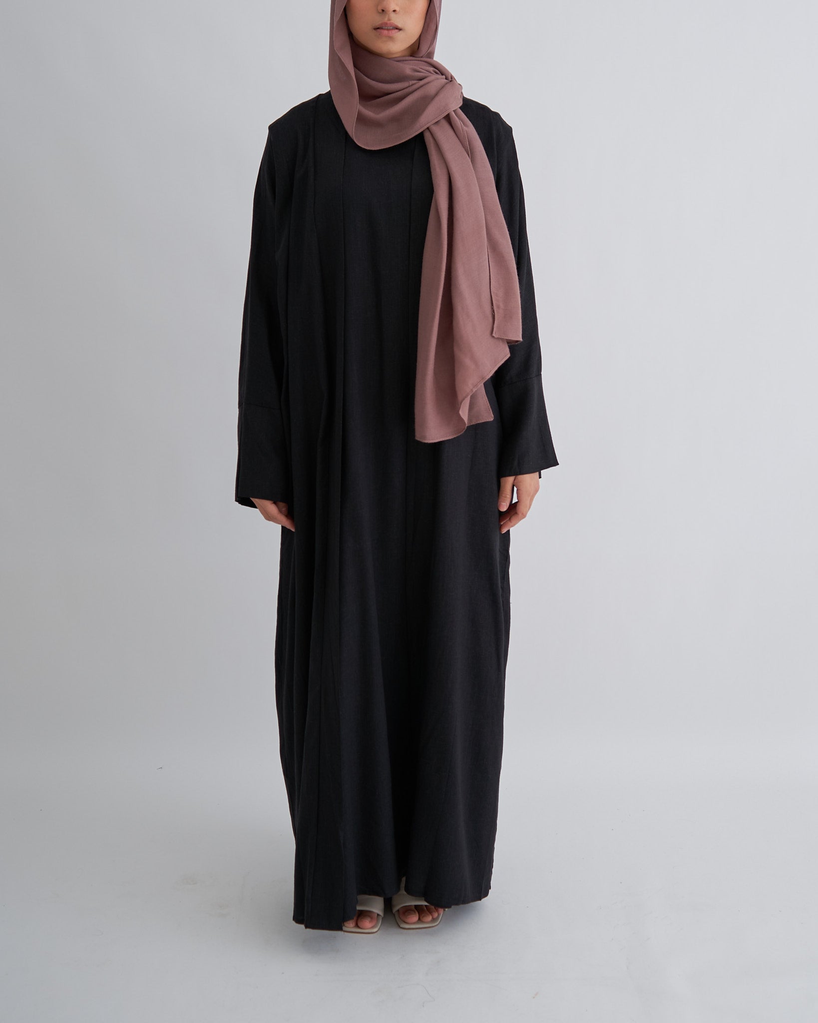 Aya Linen Abaya - Black