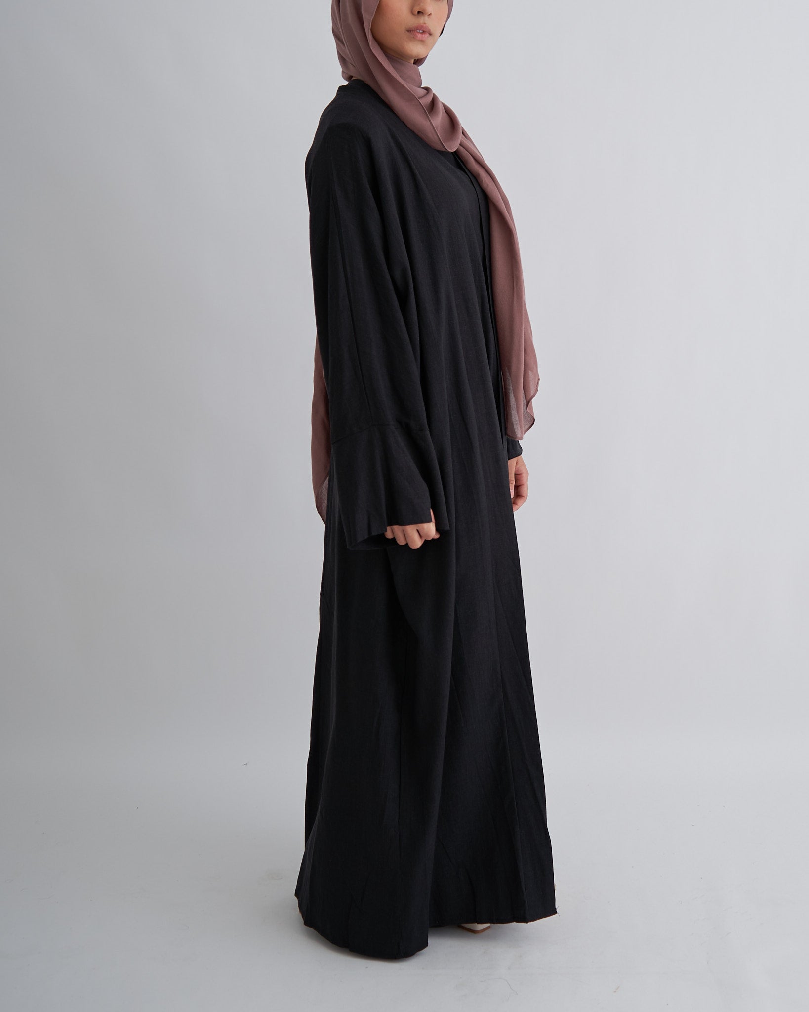 Aya Linen Abaya - Black