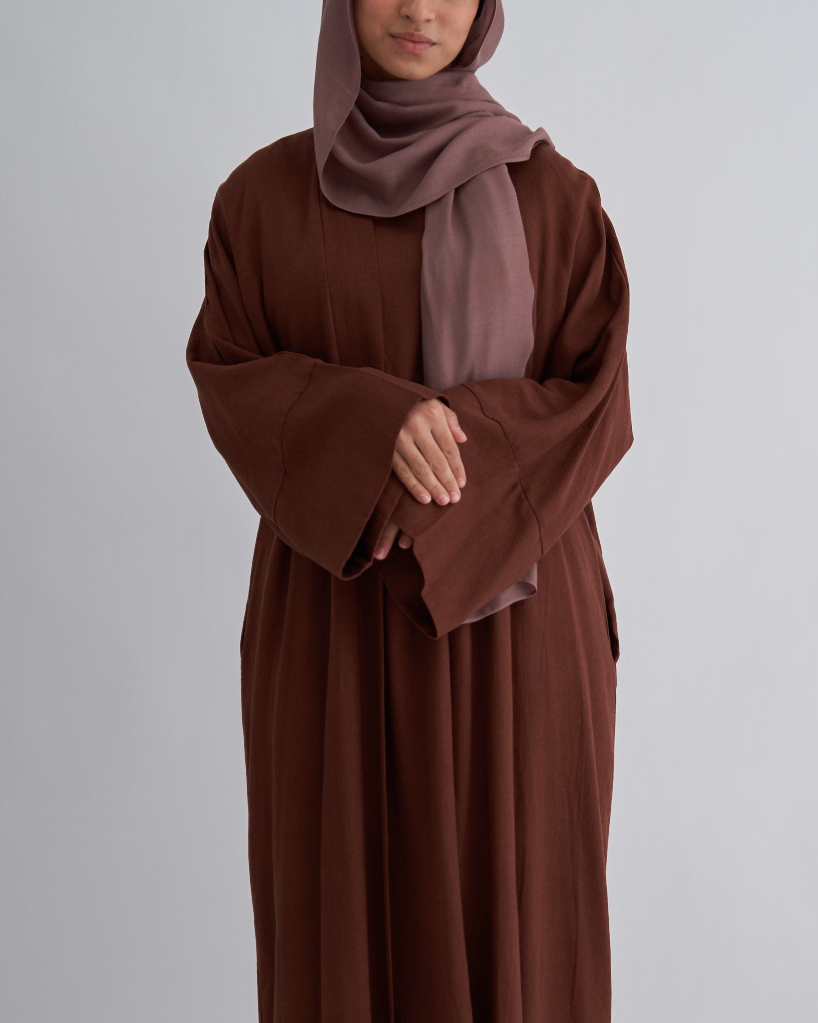 Aya Linen Abaya - Coffee