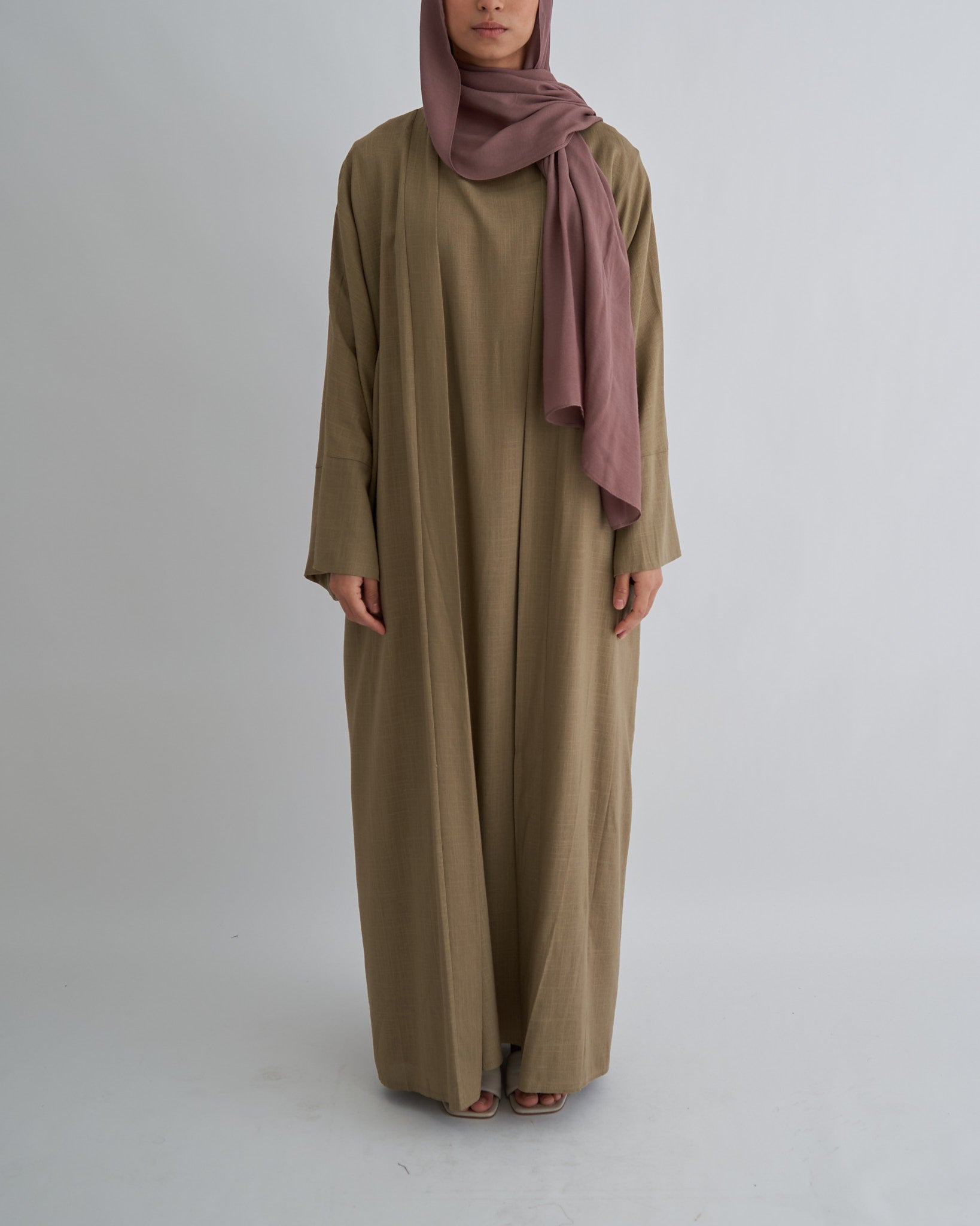 linen abaya dress Linen Textured Pleated Abaya - Premium Modest Wear