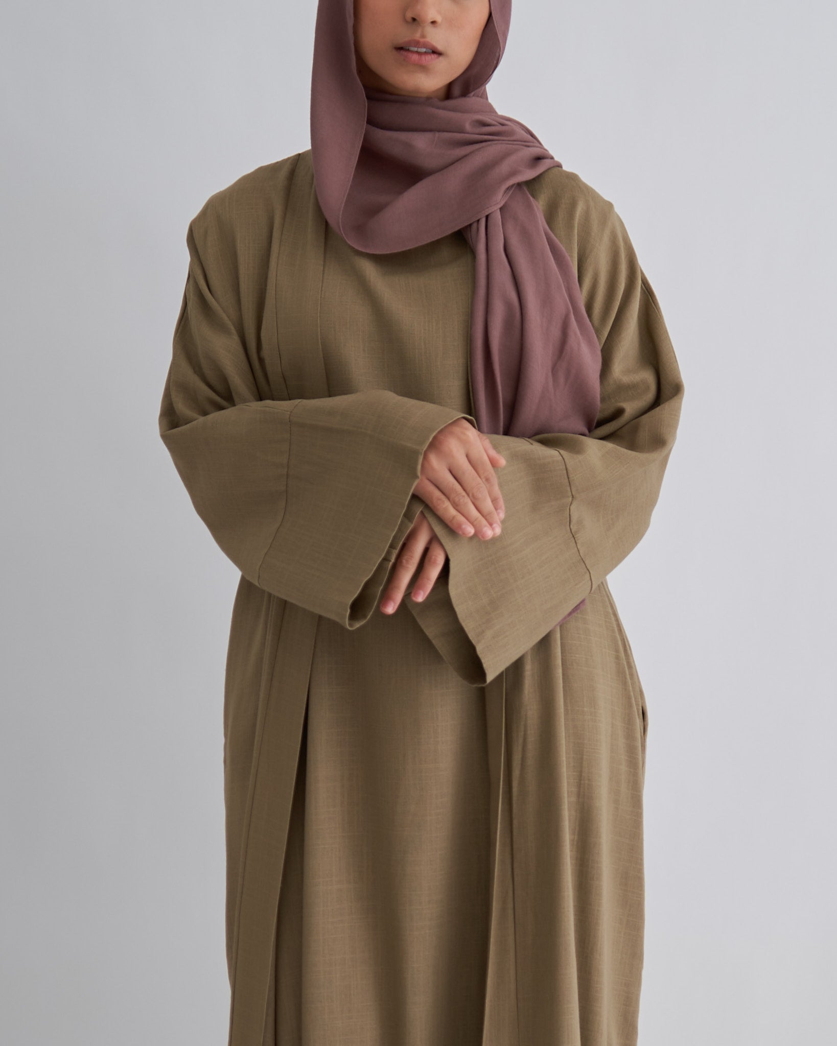 Aya Linen Abaya - Moss