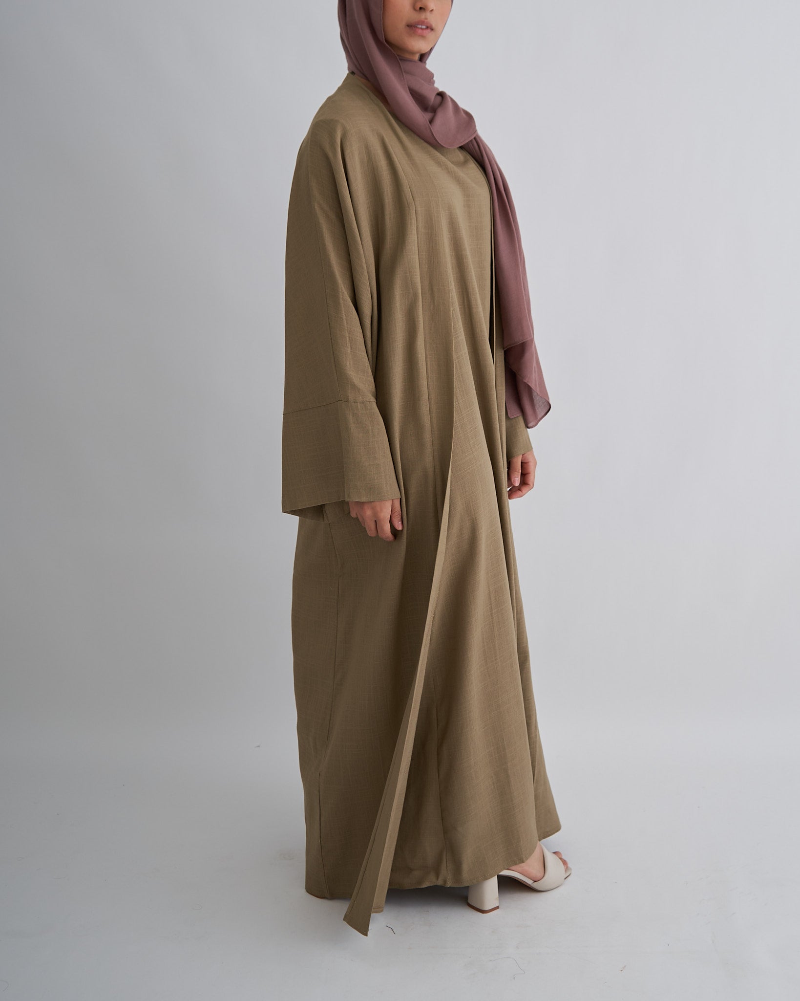 Aya Linen Abaya - Moss