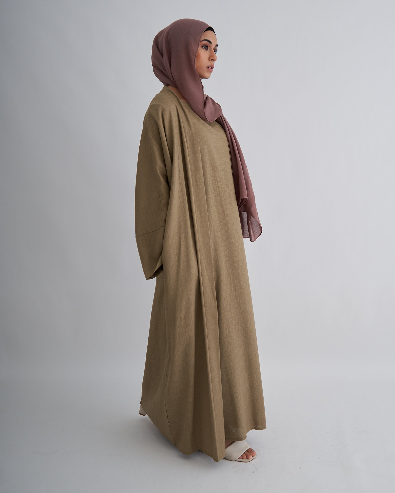 Aya Linen Abaya - Moss