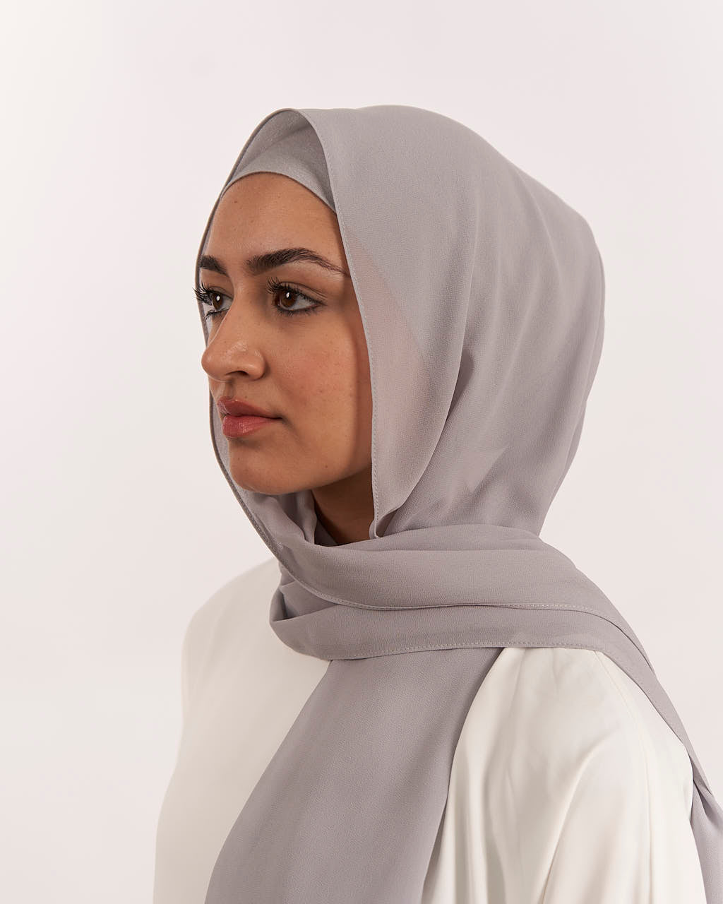 Chiffon Hijab + Cap - Grey
