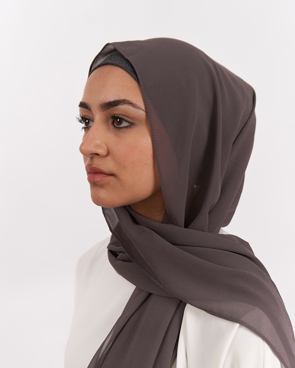 Chiffon-Hijab + Mütze – Anthrazit