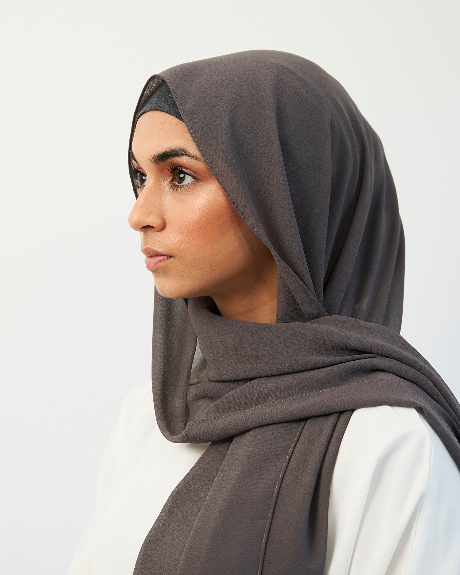 Chiffon Hijab Set - Charcoal Scarves Fajr Noor