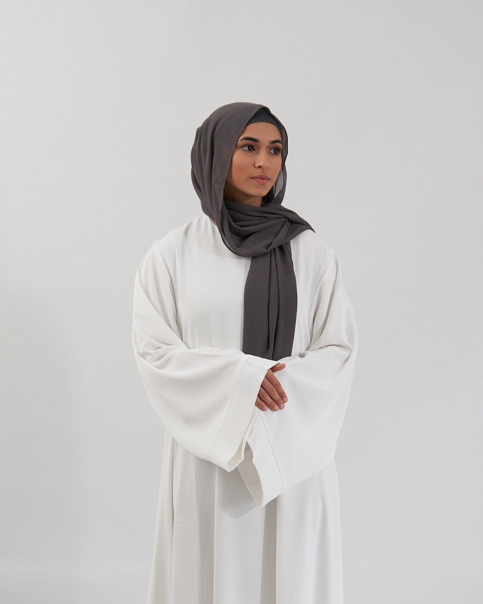 Chiffon Hijab Set - Charcoal Scarves Fajr Noor