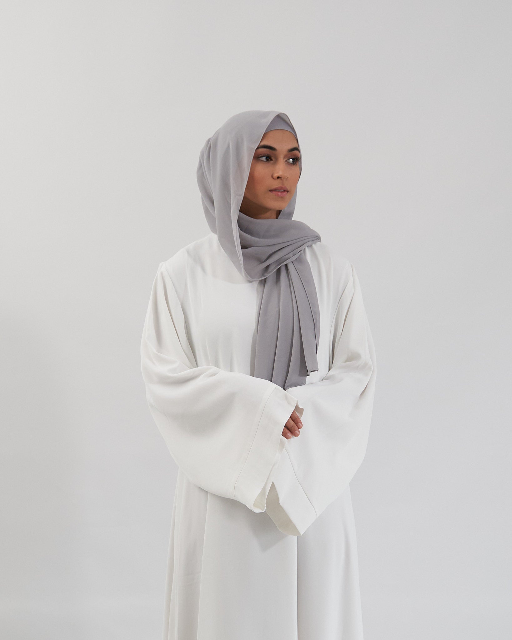 Chiffon Hijab Set - Grey Scarves Fajr Noor