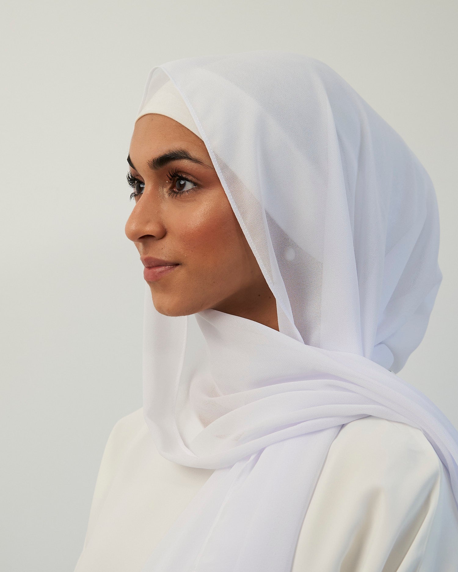 Chiffon Hijab Set - White Scarves Fajr Noor