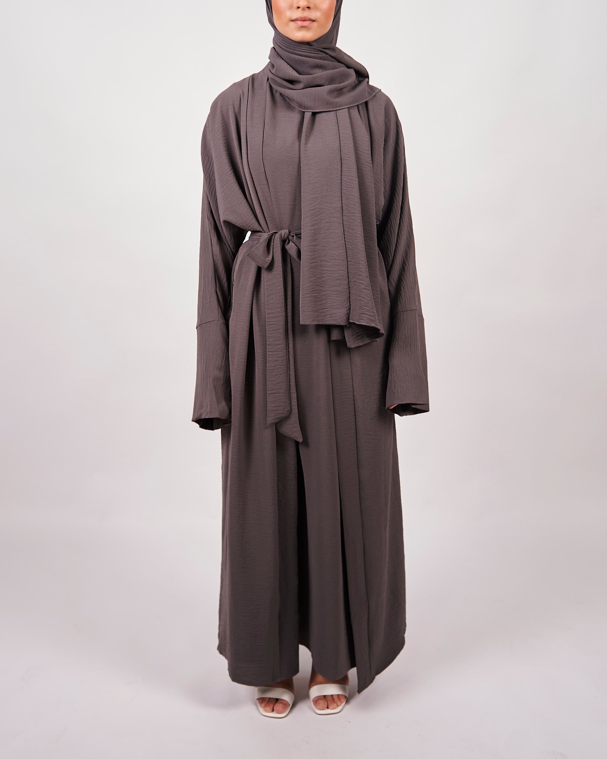 3 Piece Abaya Set - Charcoal