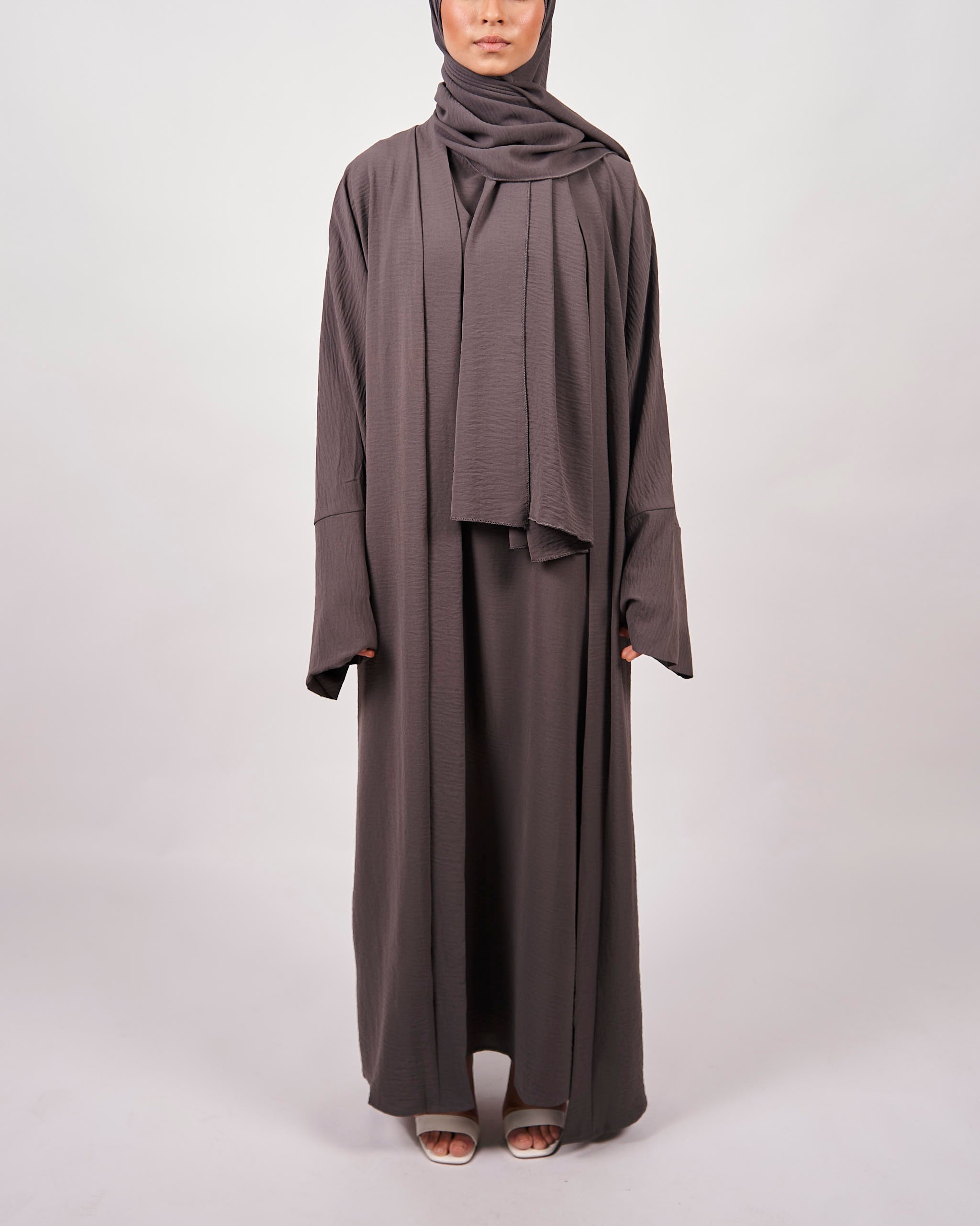 3 Piece Abaya Set - Charcoal
