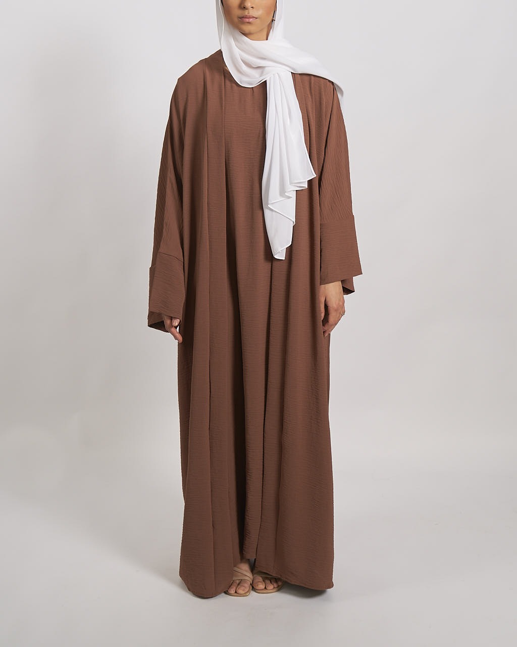 3 Piece Abaya Set - Coffee - Open Abaya - Fajr Noor