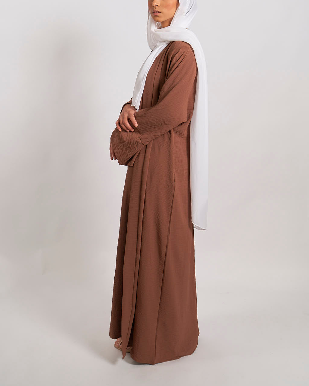 3 Piece Abaya Set - Coffee - Open Abaya - Fajr Noor