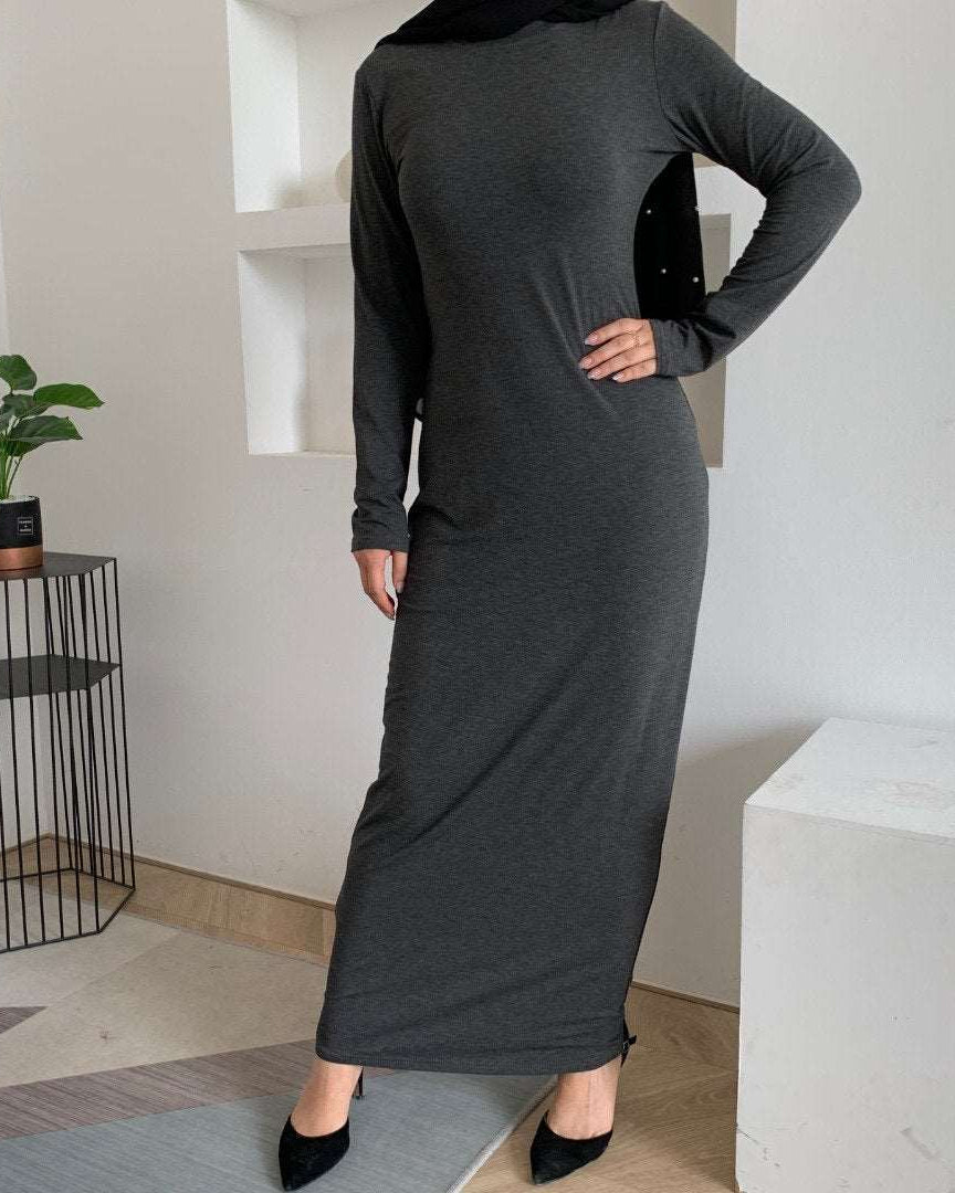 Grey Slip Dress Slip Dress Fajr Noor