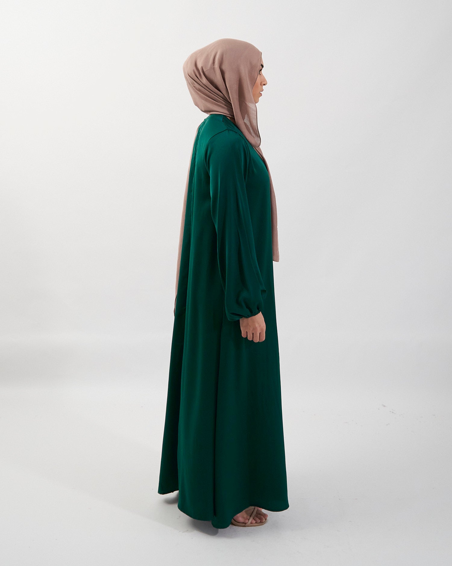 Jannah Abaya - Emerald Satin Abaya Fajr Noor