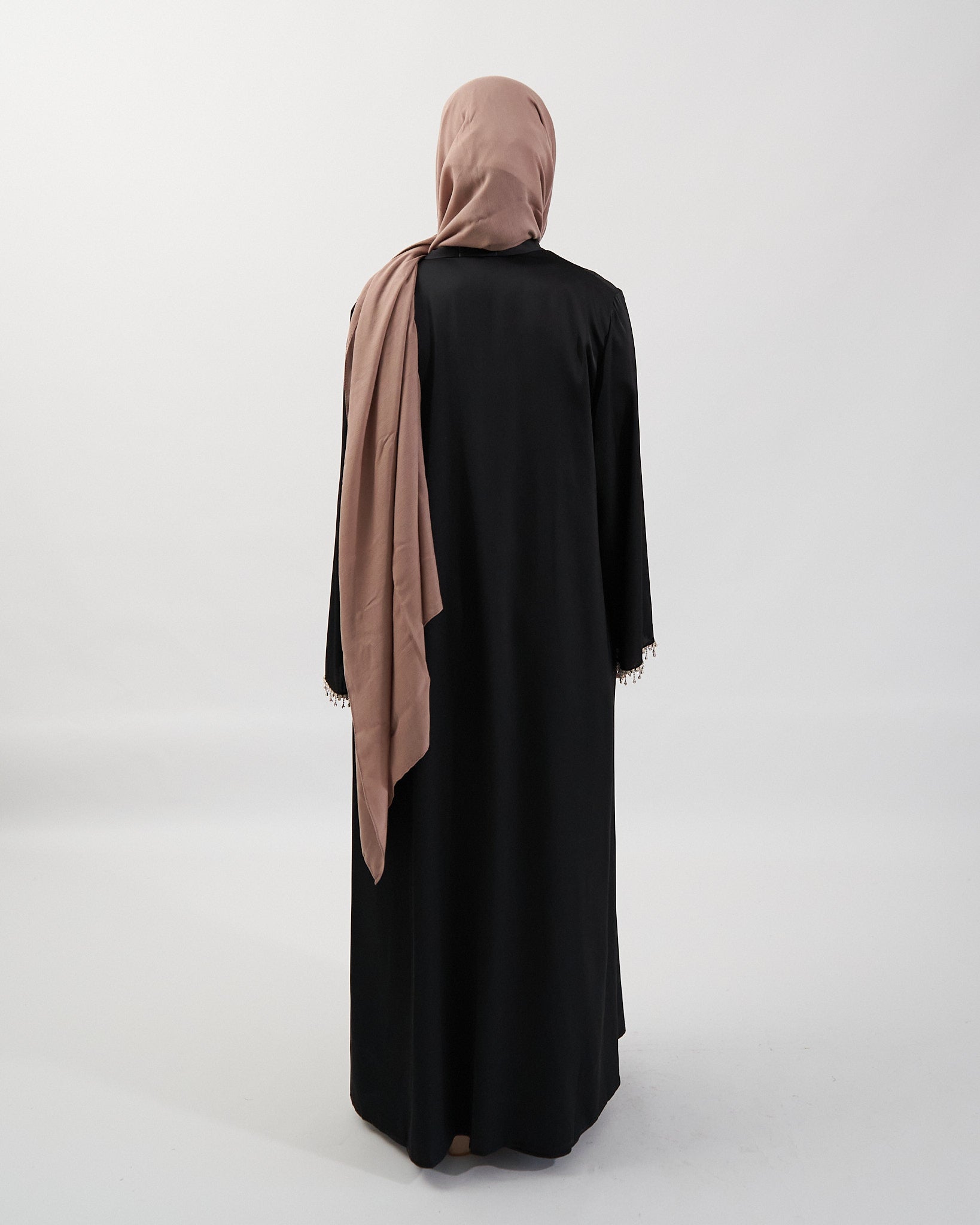 2PC Malika Satin Abaya Set - Black Satin Abaya Fajr Noor