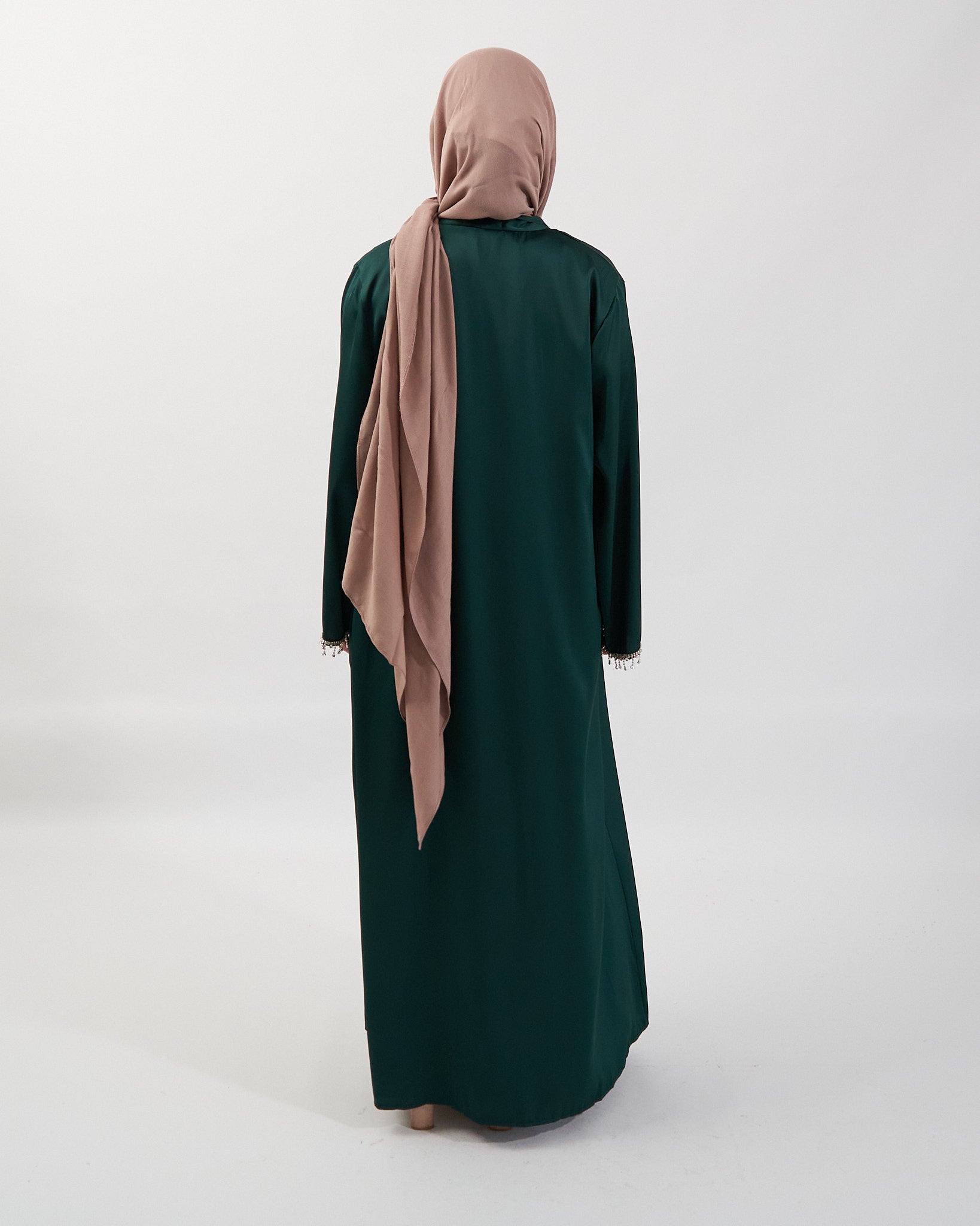 2PC Malika Satin Abaya Set - Emerald Satin Abaya Fajr Noor