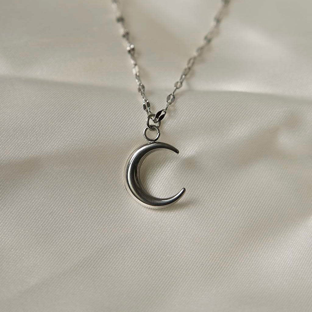 Crescent Moon Necklace Necklace Fajr Noor Silver