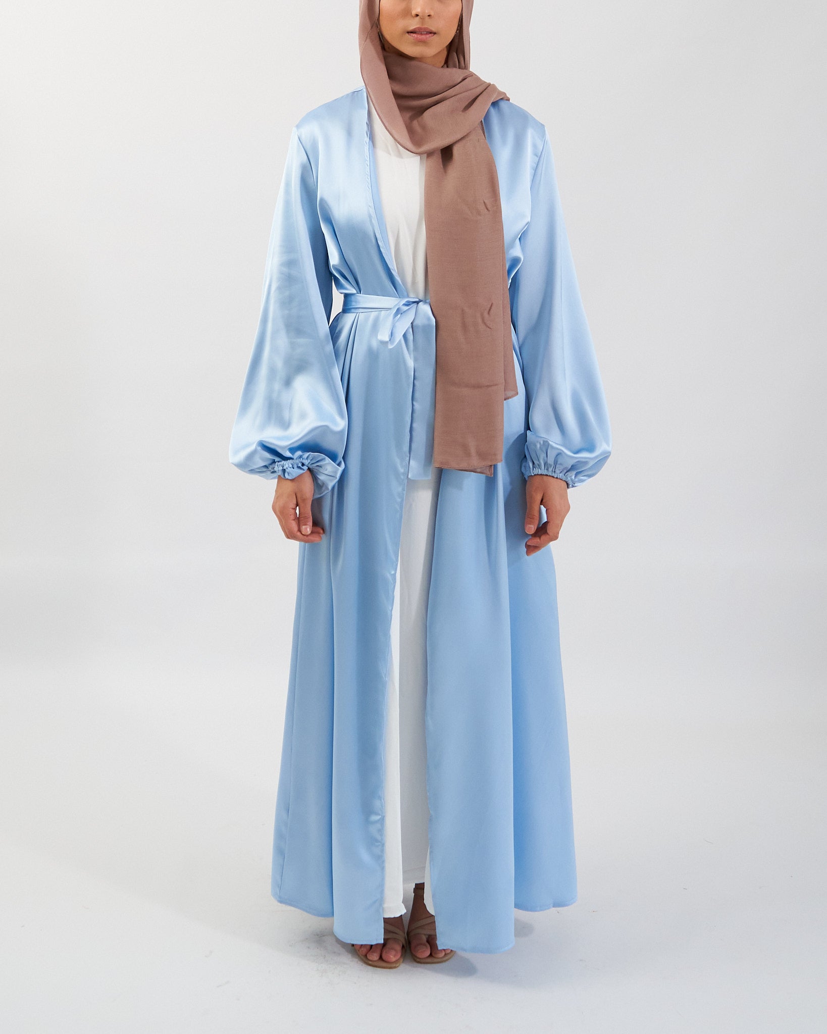 Noor Abaya - Sky Blue Satin Abaya Fajr Noor