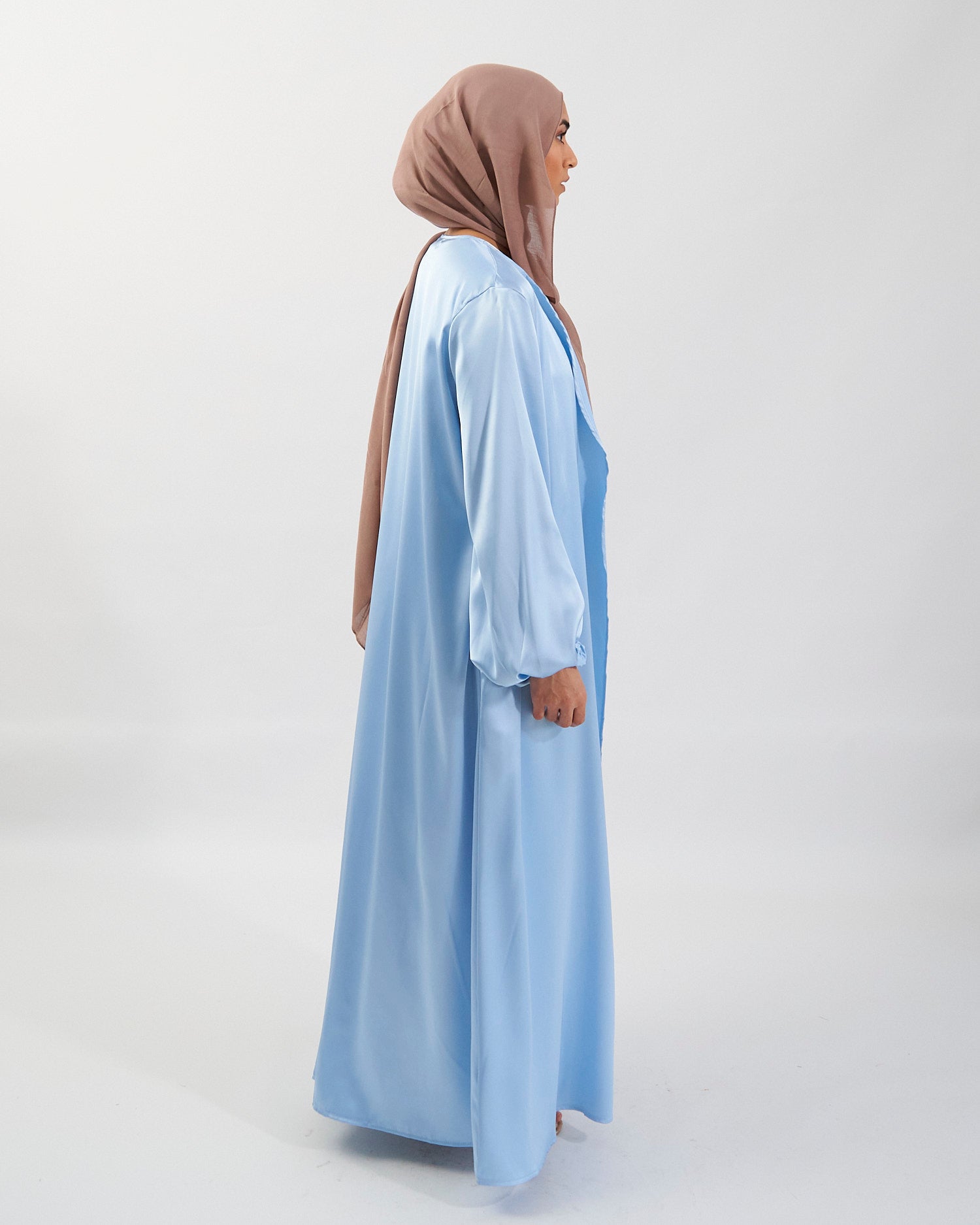 Noor Abaya - Sky Blue Satin Abaya Fajr Noor