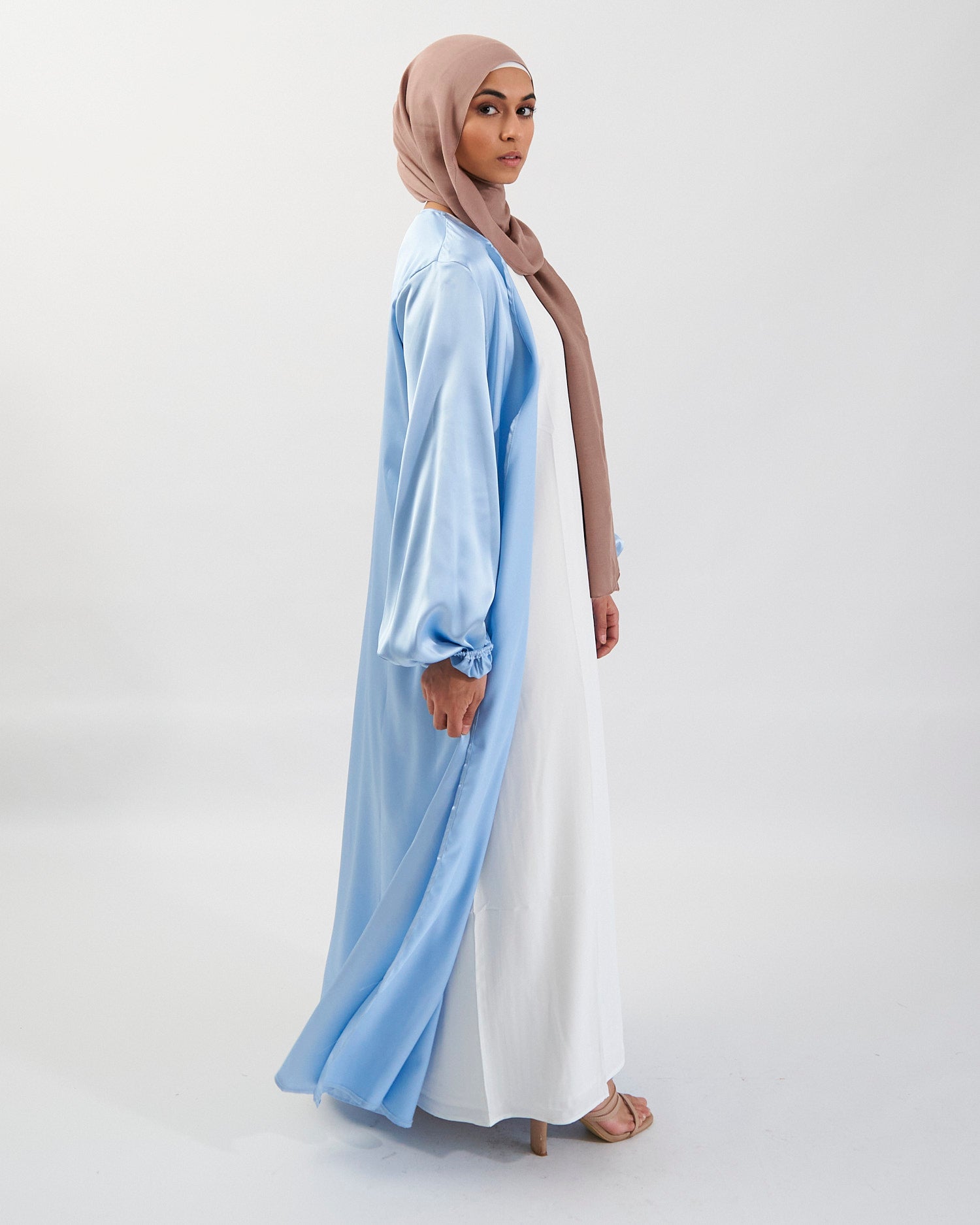 Noor Abaya - Sky Blue Satin Abaya Fajr Noor