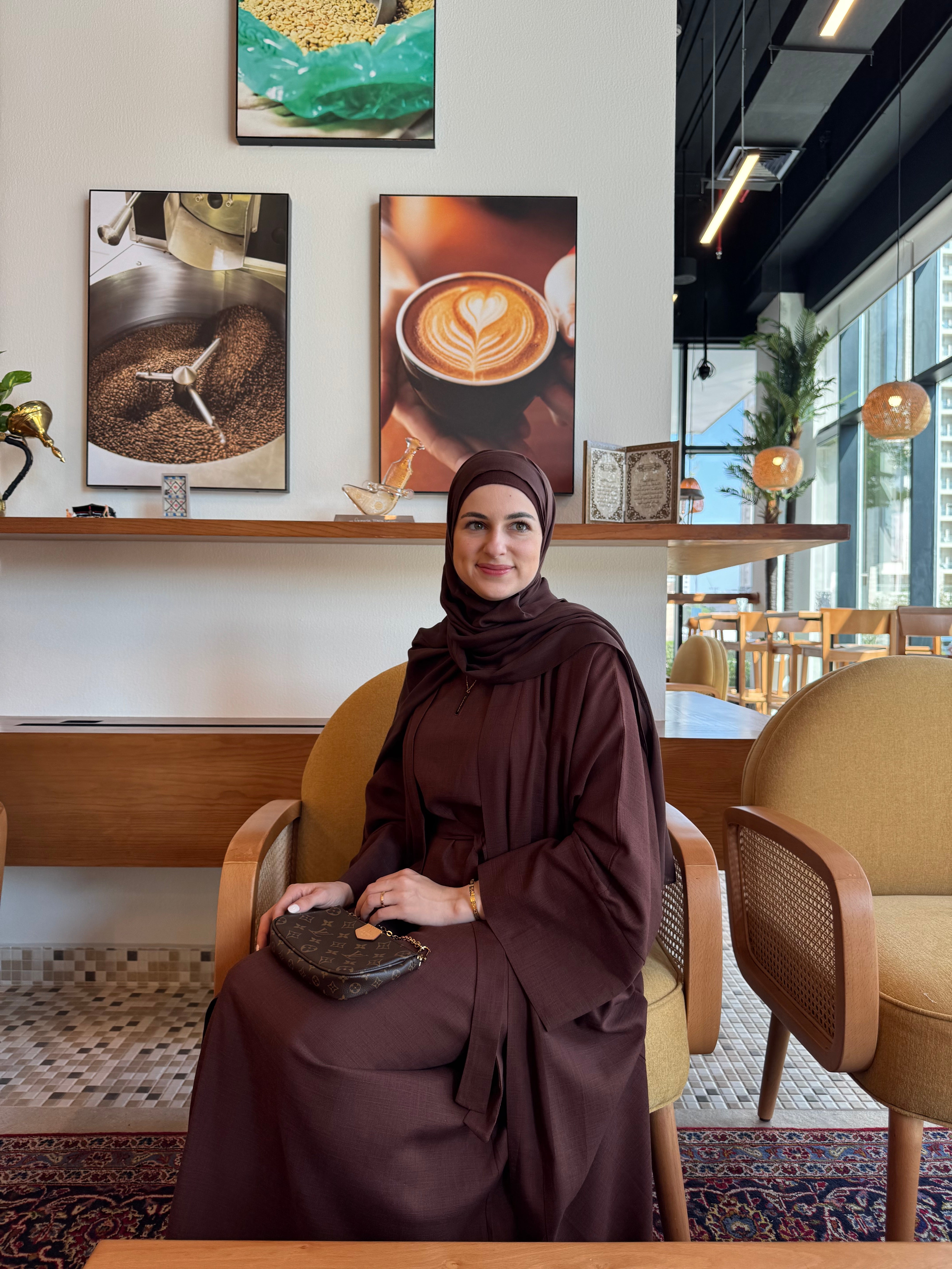 Aya Linen Abaya - Coffee