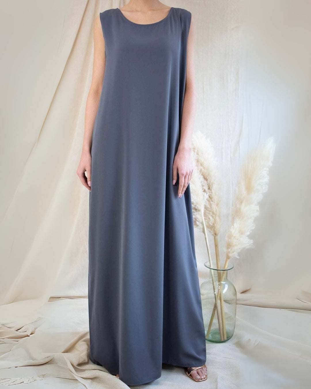 Grey Sleeveless Slip Dress