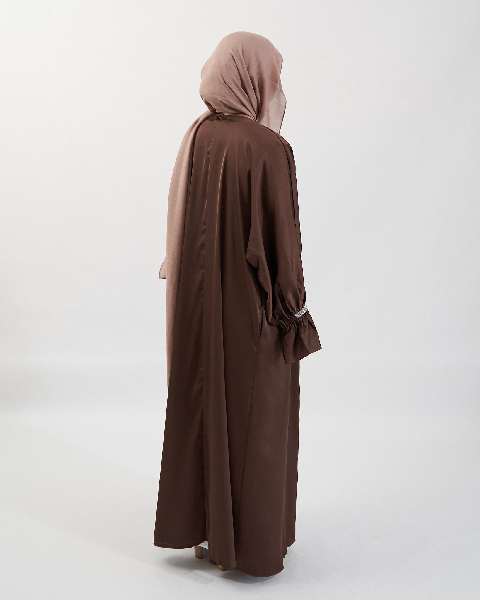 2PC Zainab Abaya Set - Coffee Satin Abaya Fajr Noor