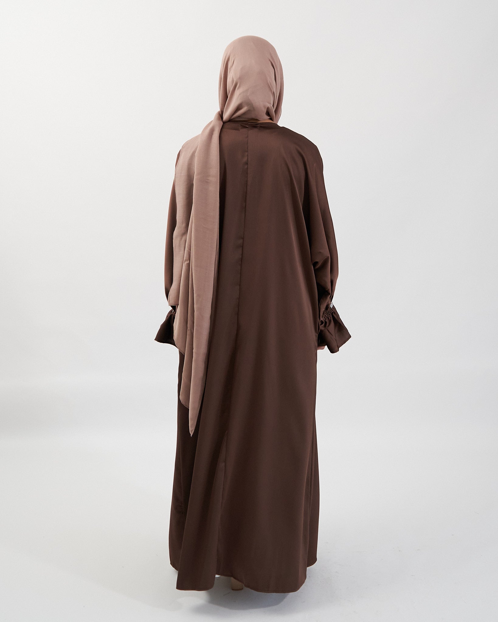 2PC Zainab Abaya Set - Coffee Satin Abaya Fajr Noor