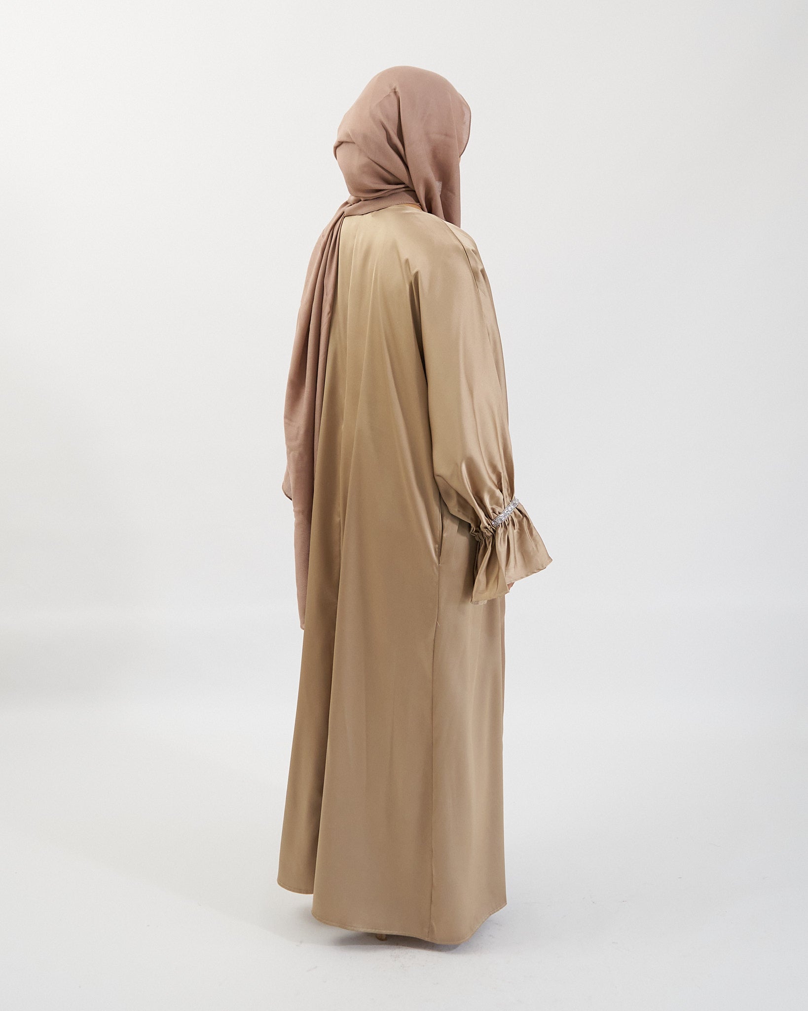 2PC Zainab Abaya Set - Gold Satin Abaya Fajr Noor