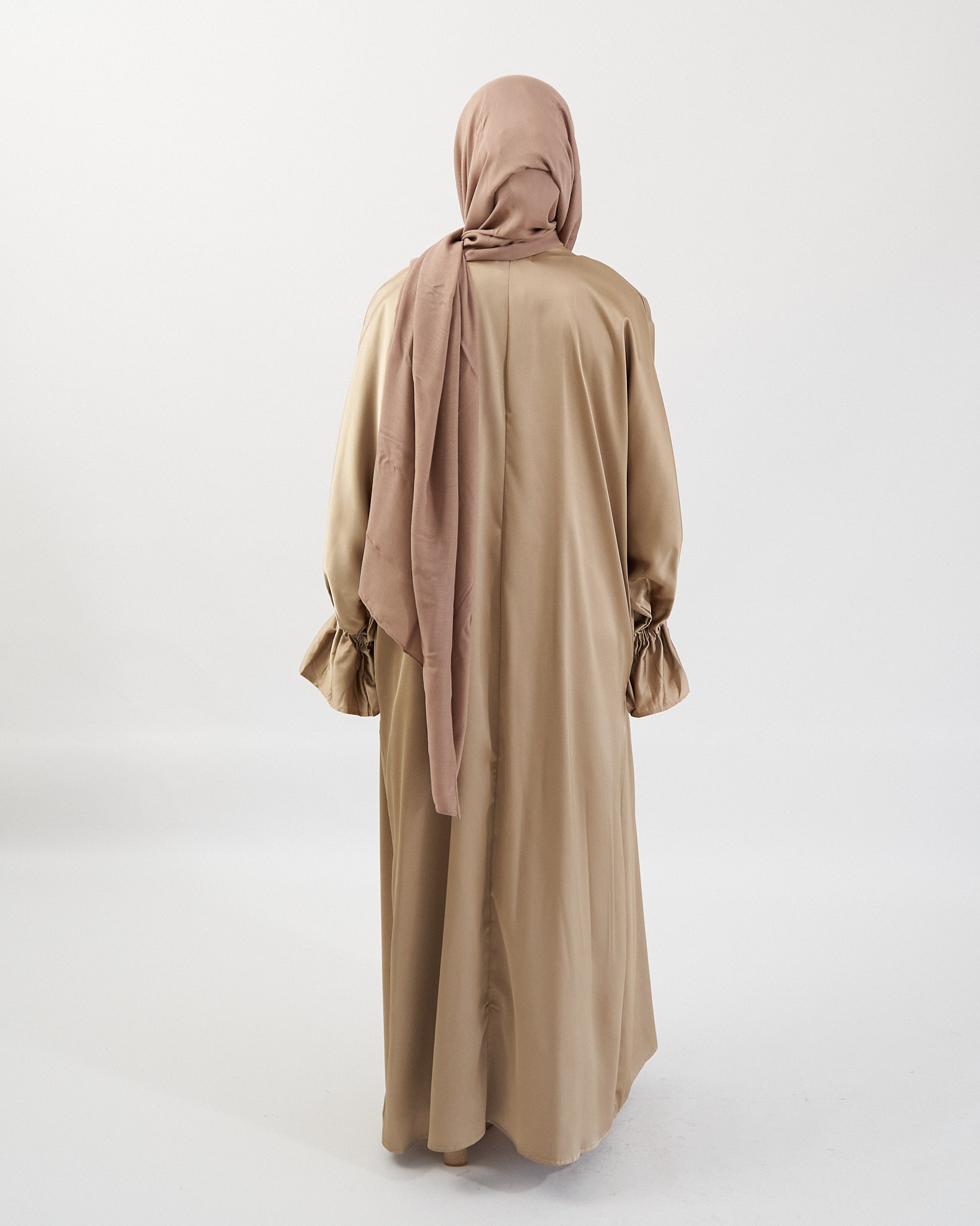 2PC Zainab Abaya Set - Gold Satin Abaya Fajr Noor