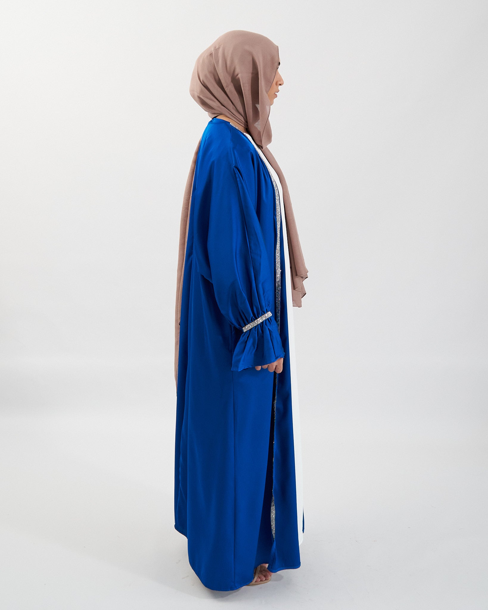 2PC Zainab Abaya Set - Royal Blue Satin Abaya Fajr Noor