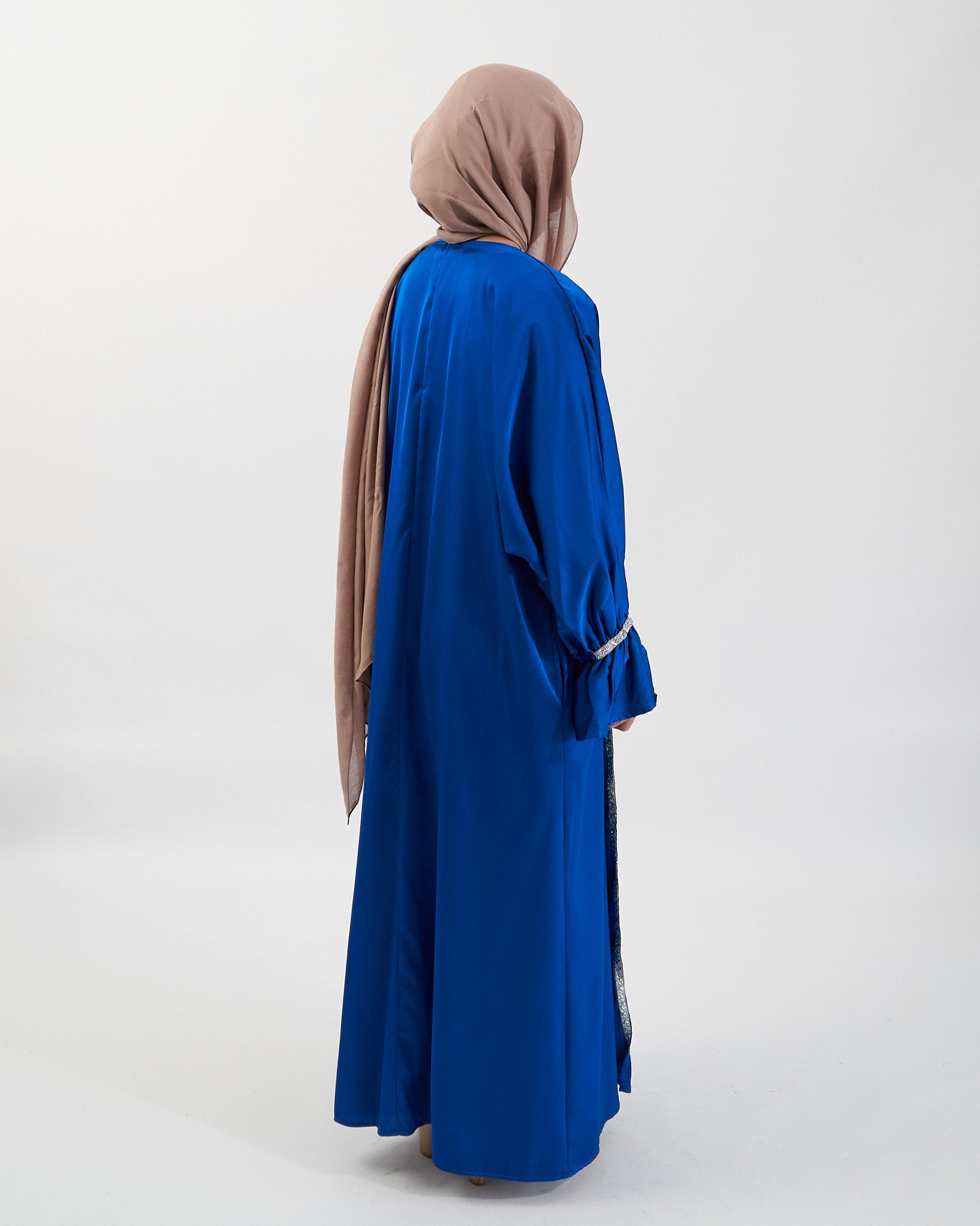 2PC Zainab Abaya Set - Royal Blue Satin Abaya Fajr Noor