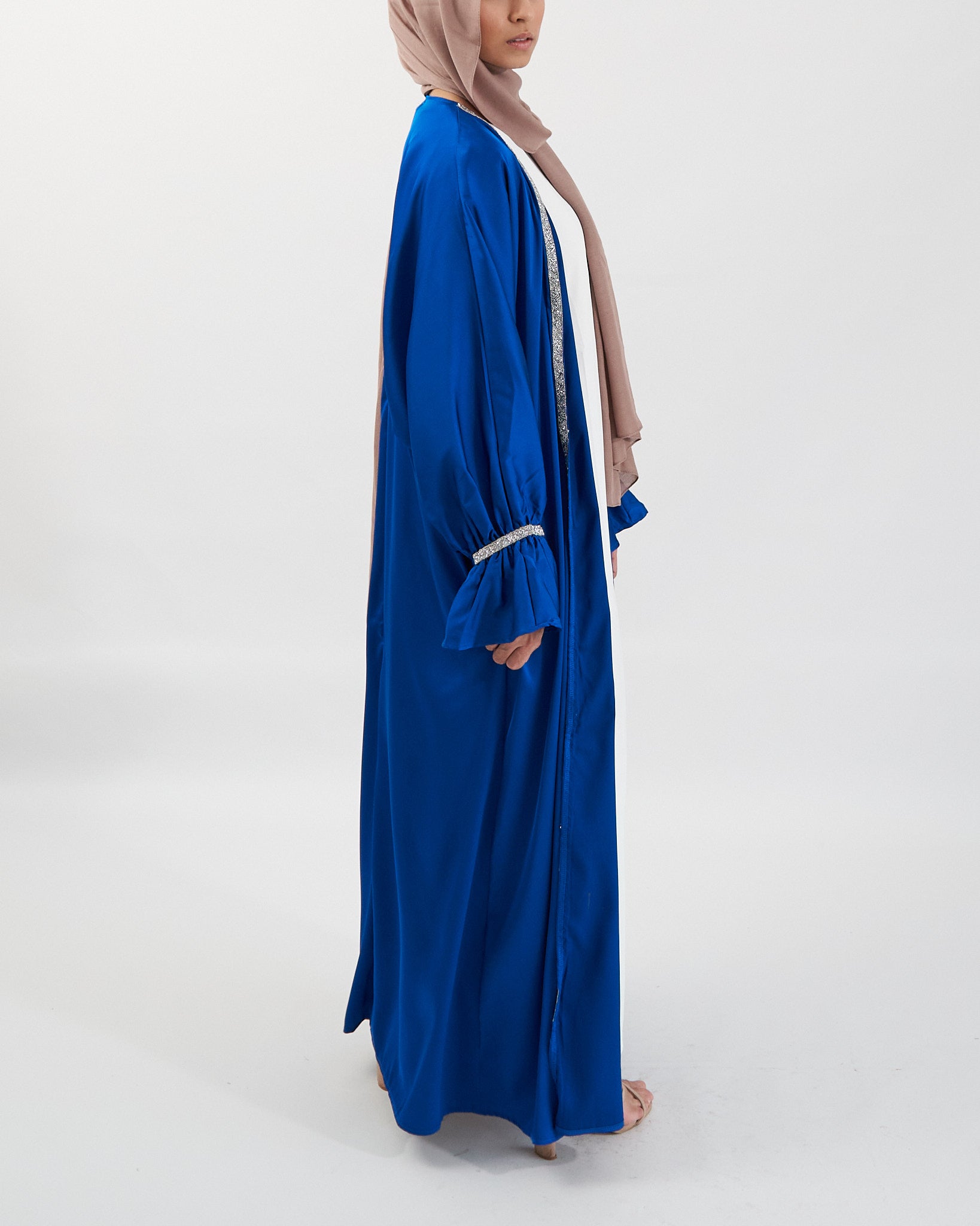 2PC Zainab Abaya Set - Royal Blue Satin Abaya Fajr Noor